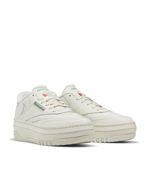 Reebok Club C Extra sneakers in chalk with green detail-
