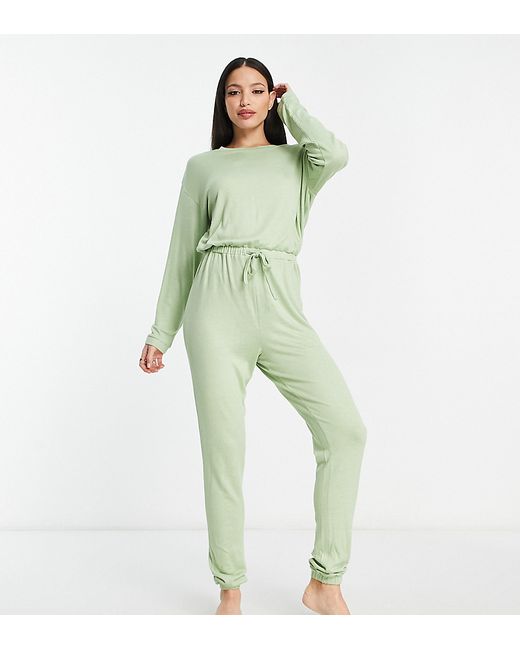 ASOS Tall DESIGN Tall lounge super soft jumpsuit in sage-