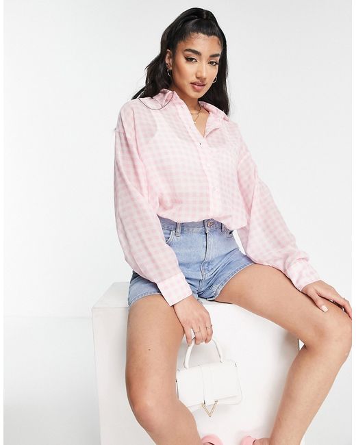 New Look oversized long sleeve shirt in gingham