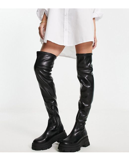Stradivarius Wide Fit over the knee chunky boot in