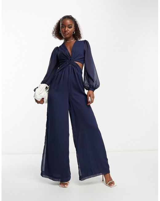 Style Cheat balloon sleeve cut-out jumpsuit in