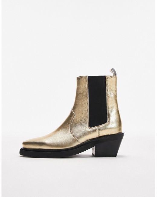 TopShop Maeve leather western ankle boots in