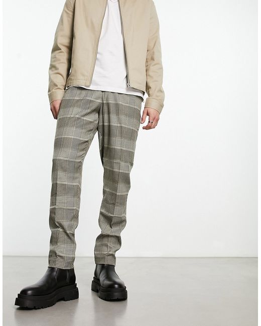 Original Penguin carrot fit smart pants in and beige check