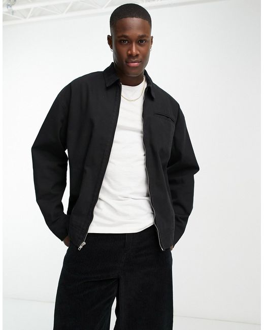 Asos Design washed harrington jacket with cord collar in