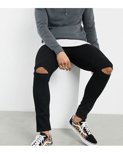Asos Design spray on jeans with power stretch knee rips in
