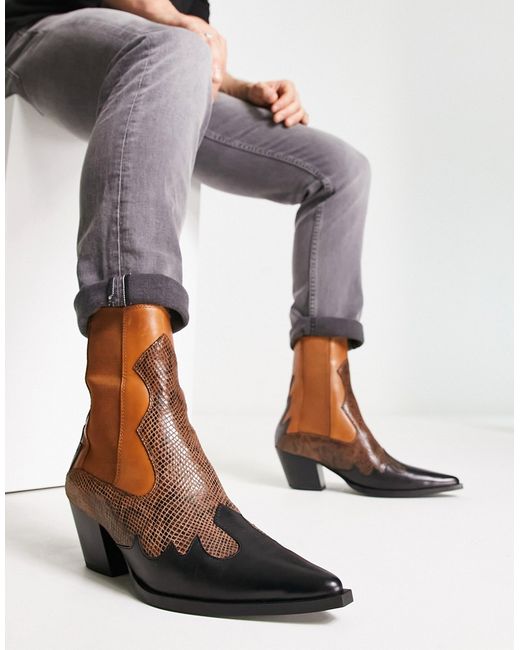 Asos Design heeled Chelsea western boots in leather