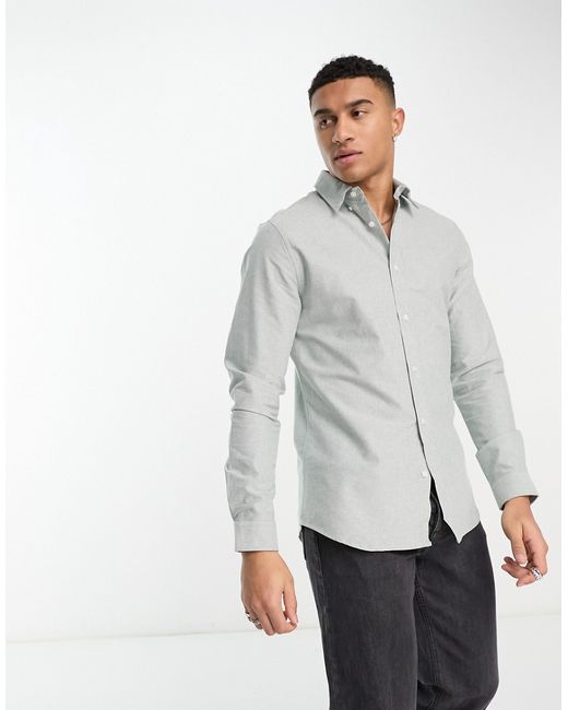 River Island long sleeve smart oxford shirt in