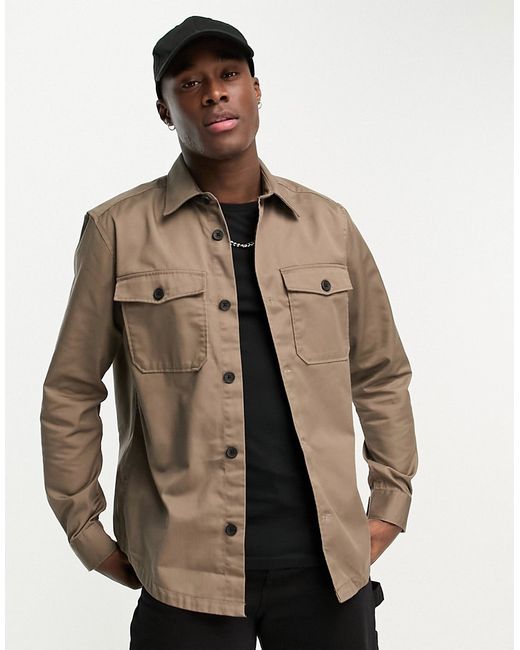 Only & Sons twill overshirt in