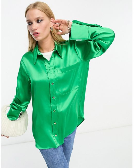 River Island satin shirt in bright part of a set
