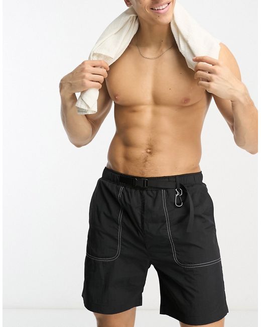 River Island belted utility swim shorts in