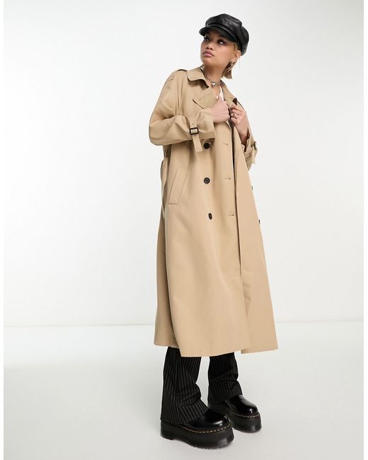 Only double breasted trench coat in camel-