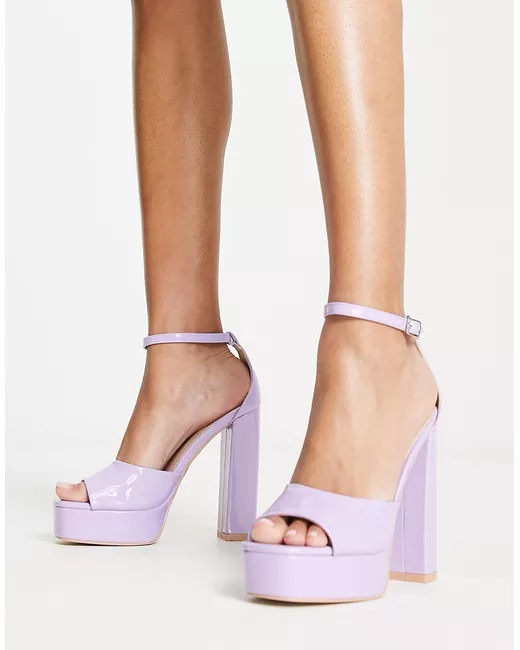 Raid Aasma platform heeled sandals in lilac patent-