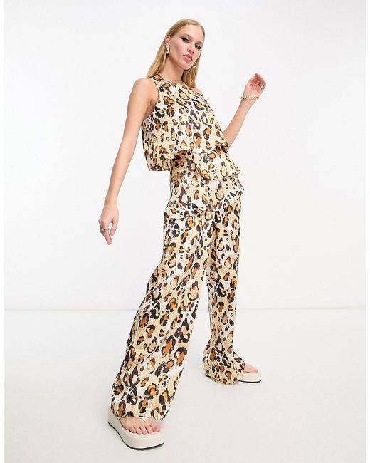 River Island layered jumpsuit in animal print-