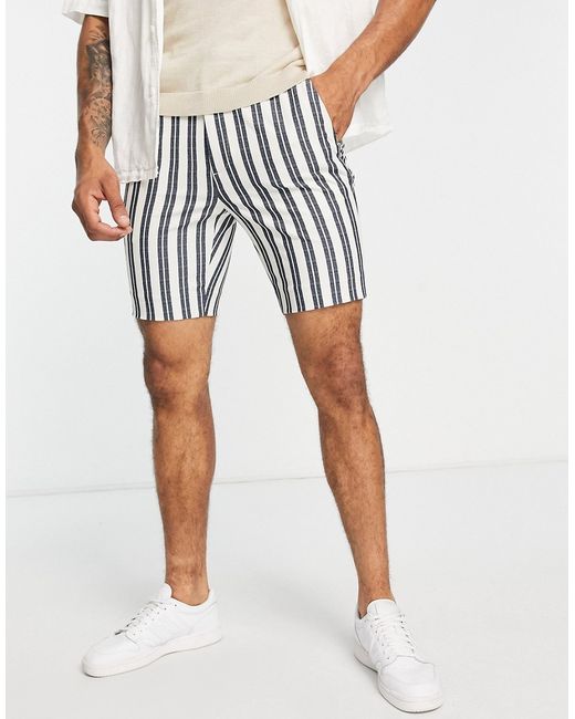 Asos Design smart skinny shorts with preppy stripe in