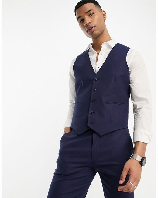Asos Design slim linen mix vest in