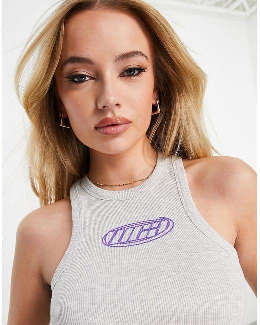 ASOS Weekend Collective tank top in ice heather with wca logo-