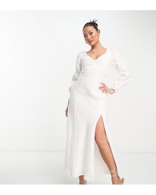Ever New Petite long sleeve maxi dress in ivory-