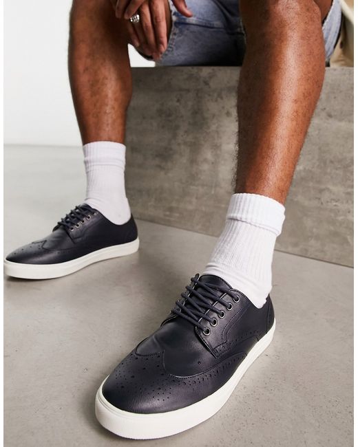 Asos Design lace up brogue shoes in faux leather
