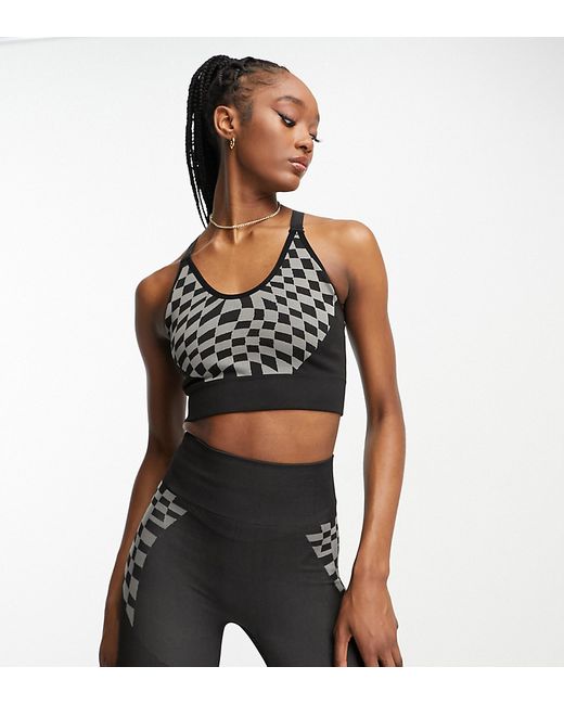 Urban Threads Tall seamless racer back crop top in checkerboard print-