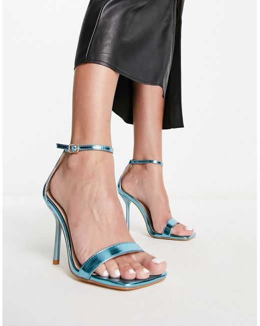 Glamorous barely-there heeled sandals in metallic
