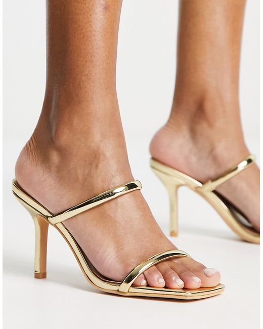 Glamorous two strap mule heeled sandals in