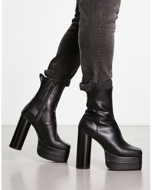 Asos Design platform heeled chelsea boots in faux leather