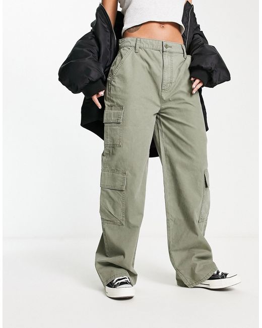 Asos Design oversized cargo pants with multi pocket in khaki-