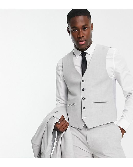 New Look skinny suit vest in light plaid