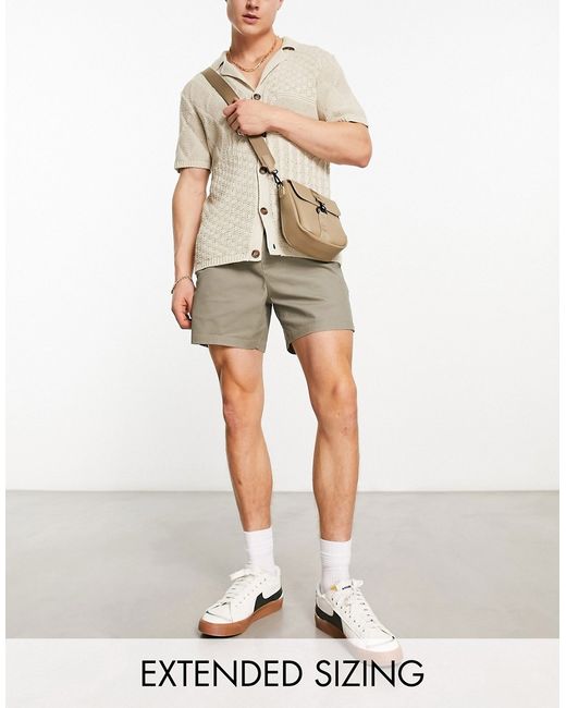 Asos Design slim chino shorts in khaki-