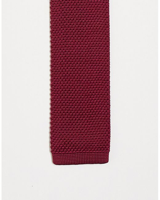 Twisted Tailor knitted tie in burgundy-
