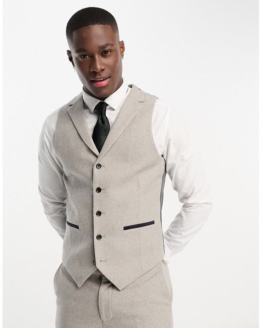 Harry Brown Wedding wool mix slim fit suit vest in light