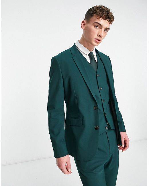 Asos Design skinny suit jacket in pine