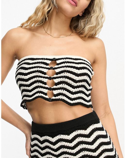 4th & Reckless island crochet crop top in black white part of a set-