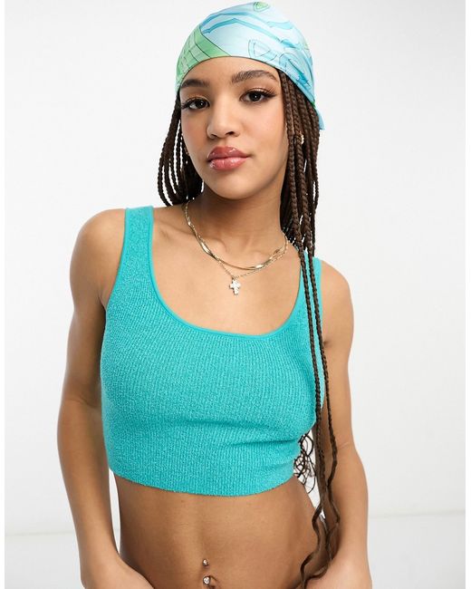 Asos Design crop knitted top with scoop neck in bright