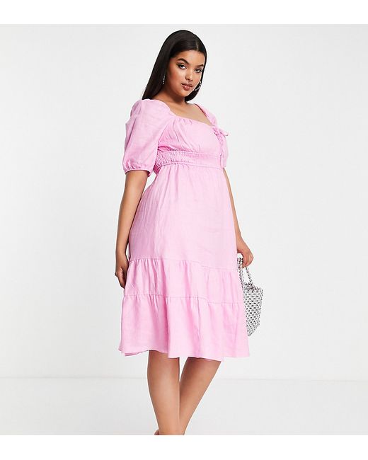 Ever New Curve puff sleeve tiered tea dress in