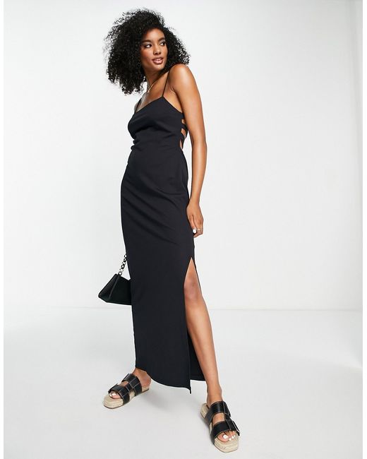 TopShop strappy back jersey midi dress in
