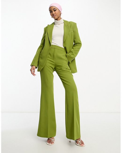 Asos Design flare suit pants in moss-