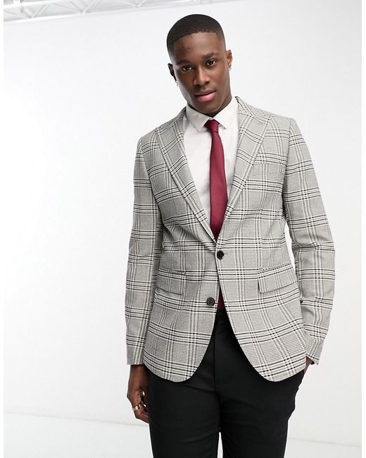 Gianni Feraud skinny suit jacket in check