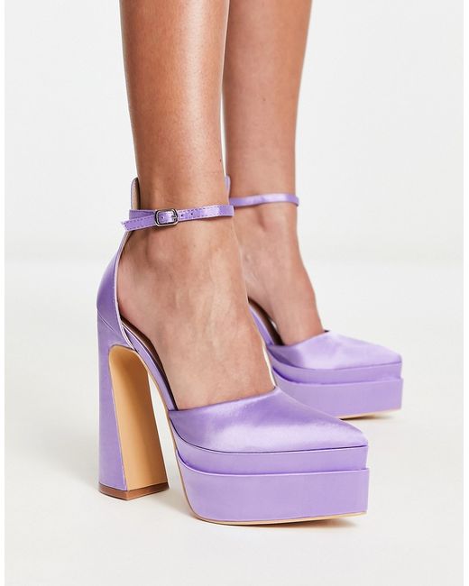Truffle Collection pointed platform high heeled shoes in lilac-