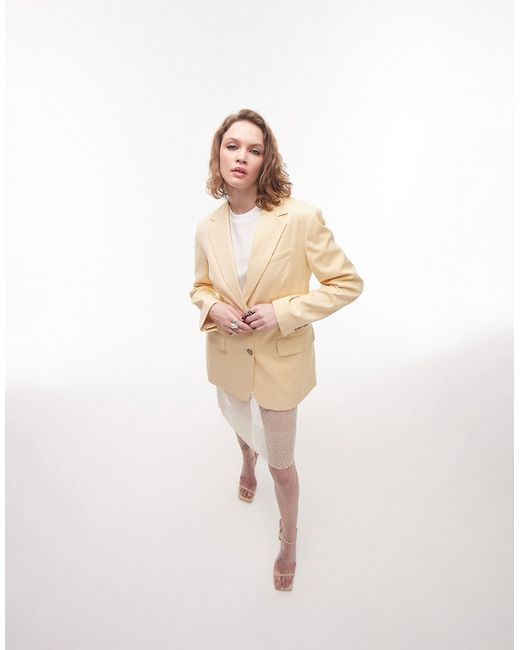 TopShop straight fitting blazer in straw light part of a set