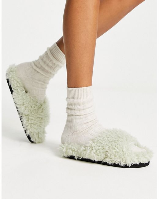 Monki cross front slide slippers in mint