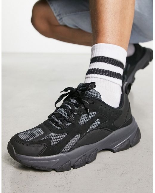 Asos Design chunky sneakers in mesh with suedette panels and reflective details