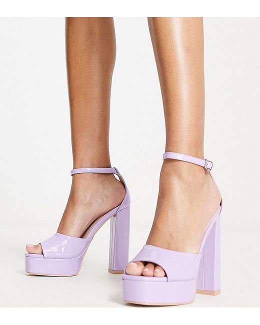 Raid Wide Fit Aasma platform heeled sandals in lilac patent-