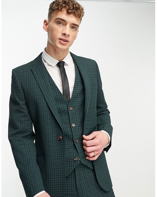 Asos Design skinny suit jacket in gingham