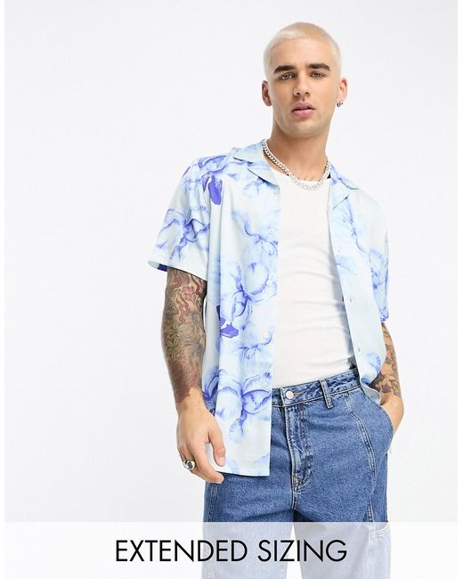 Asos Design revere satin shirt in floral print