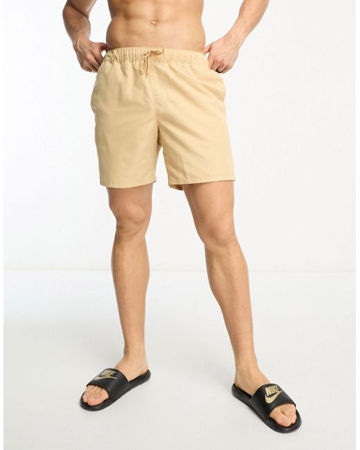 Asos Design swim shorts in long length light khaki-