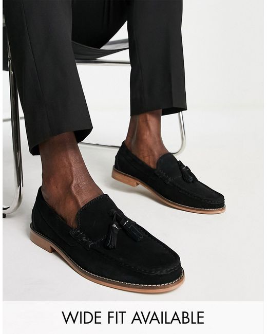 Asos Design tassel loafers in suede leather with natural sole
