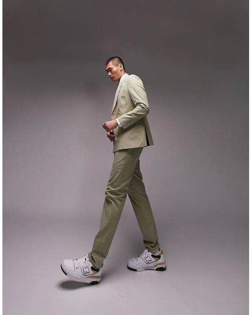 Topman slim suit pants in khaki-