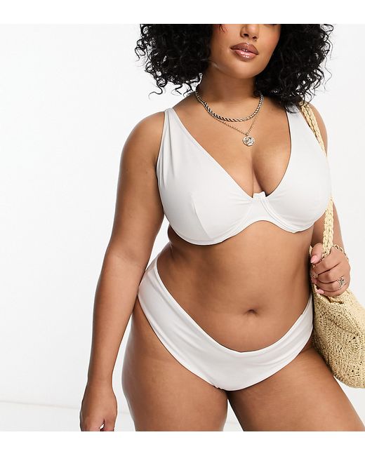 ASOS Curve DESIGN Curve mix and match step front underwire bikini top in