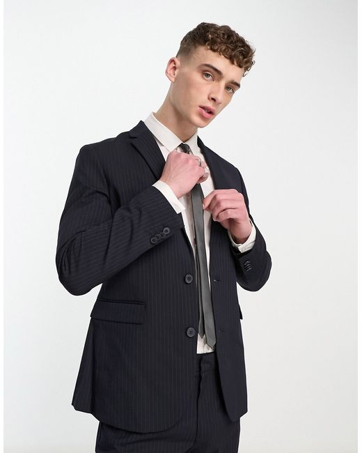 New Look skinny suit jacket in pinstripe